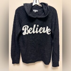 BELLE by BELLDINI Oversized Black Fuzzy 'Believe' Hoodie